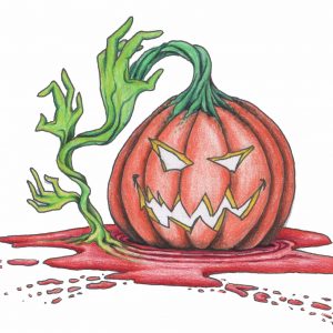 All Hallows Eve pumpkin drawing